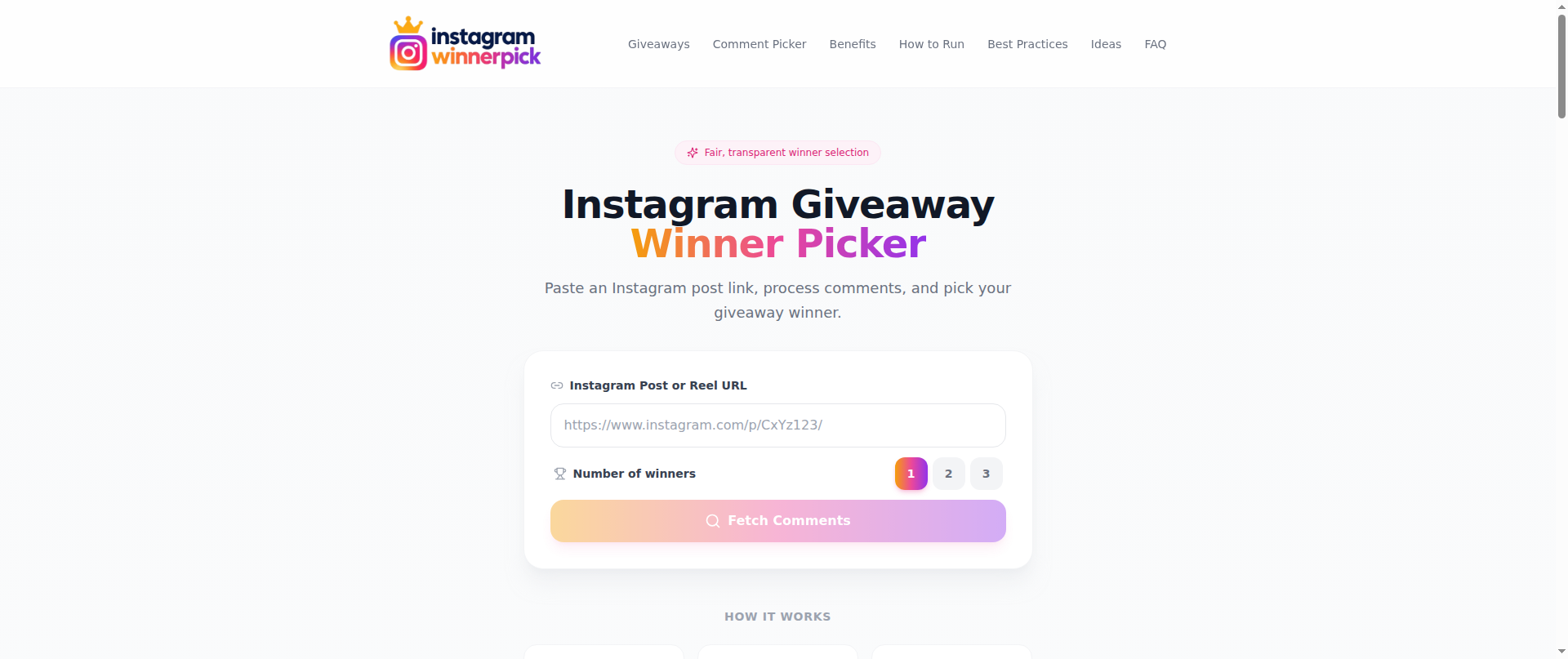 Screenshot of instagramwinnerpick.com