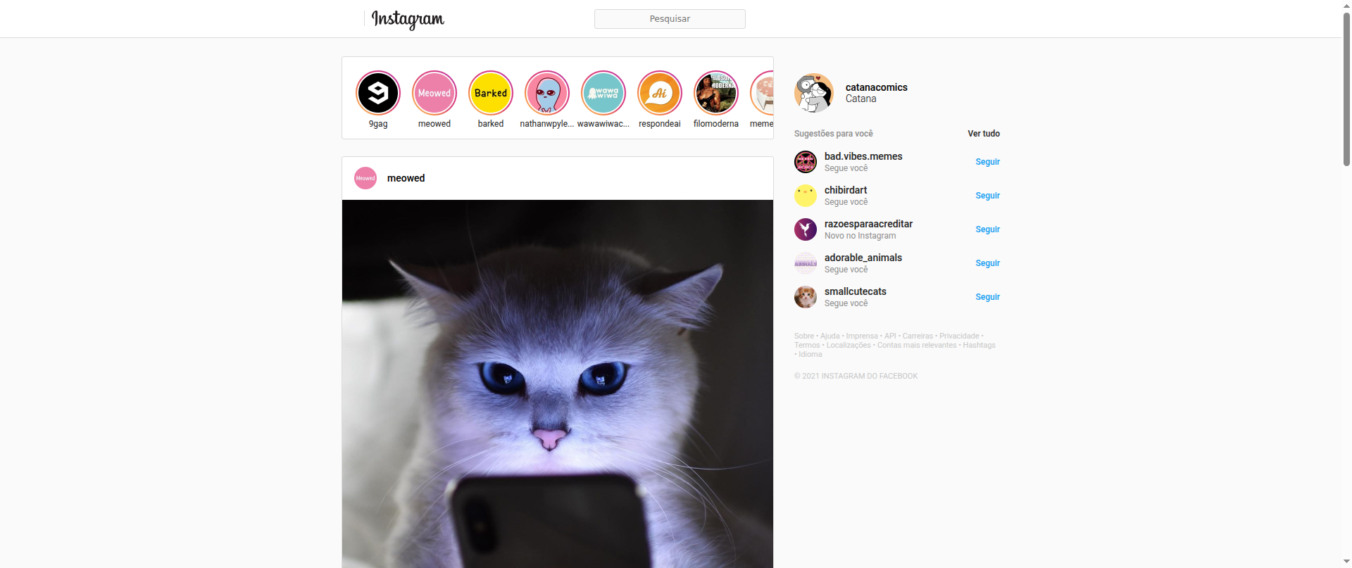 Screenshot of instagram-five-gamma.vercel.app