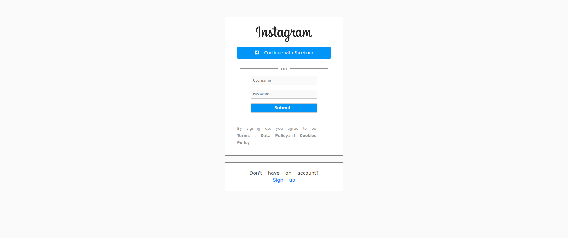 Screenshot of instagram-fe.vercel.app