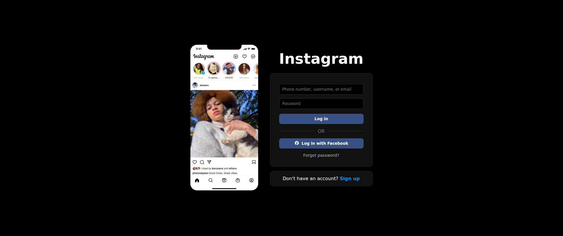 Screenshot of instagram-login-page-two.vercel.app