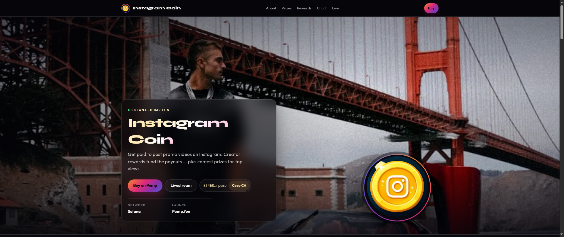 Screenshot of instagram-coin.org