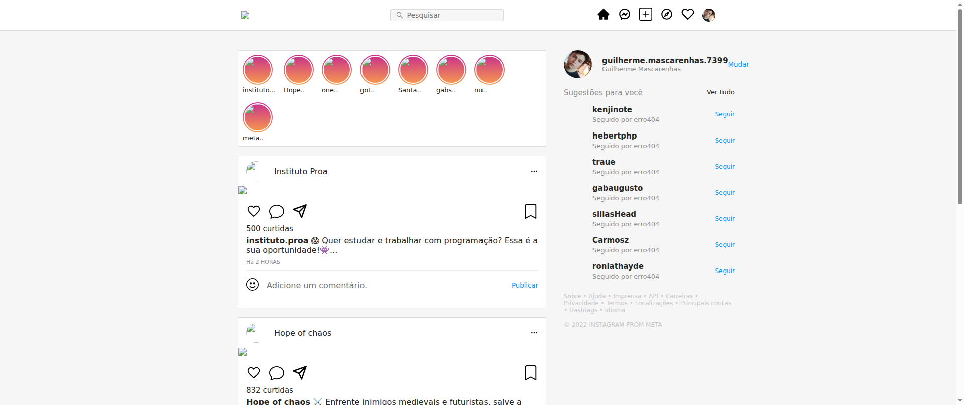 Screenshot of instagram-ten-blond.vercel.app