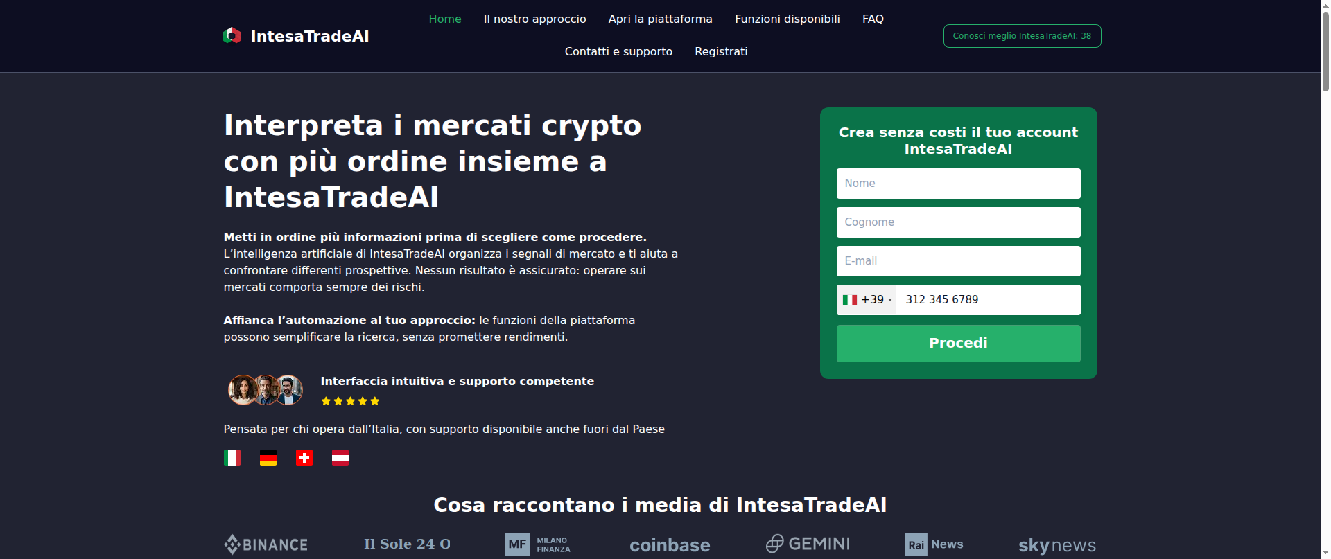 Screenshot of intesatradeai.online