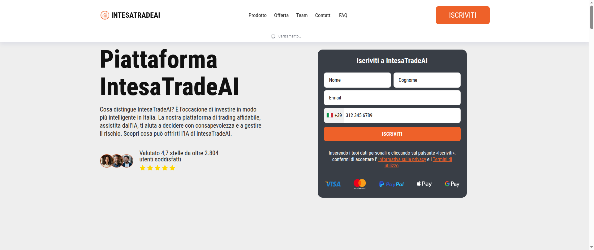 Screenshot of intesatradeai.org