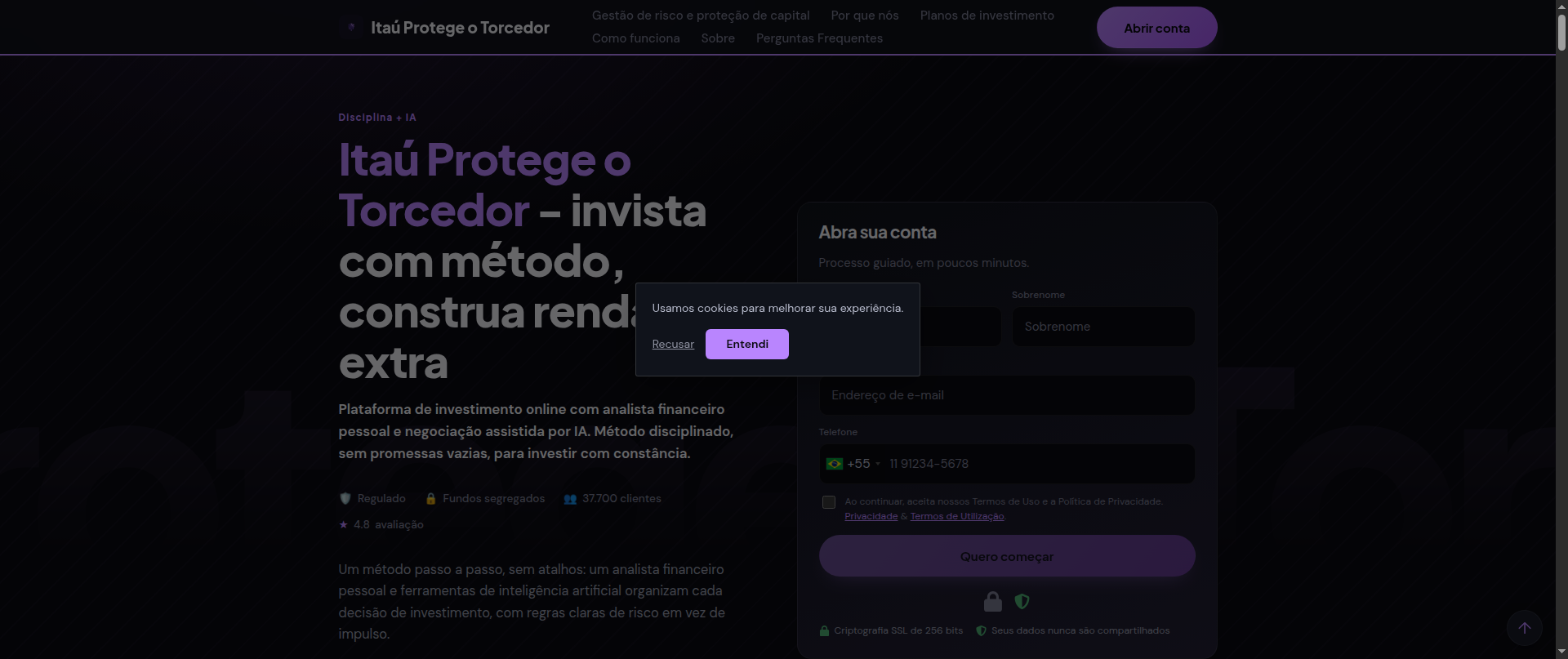 Screenshot of itauprotegeotorcedor.xyz