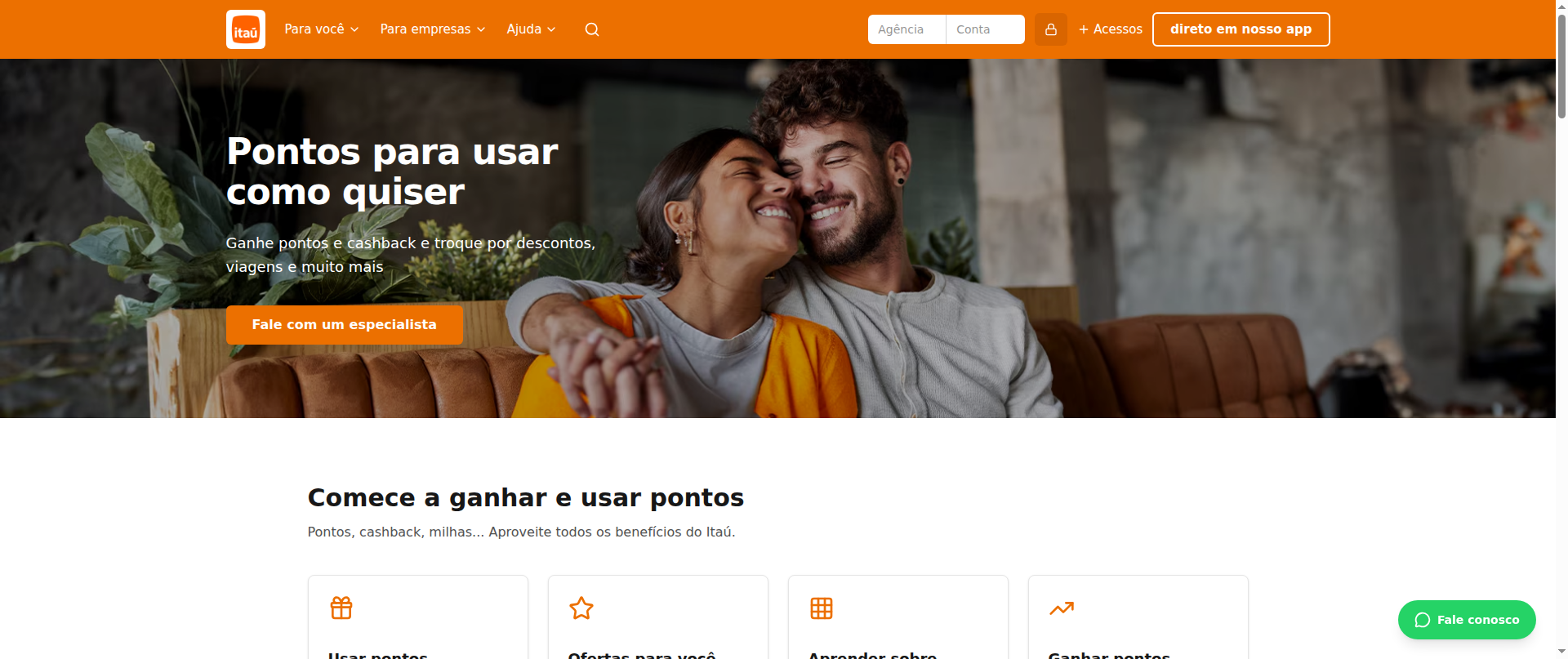 Screenshot of itaumilhas.com