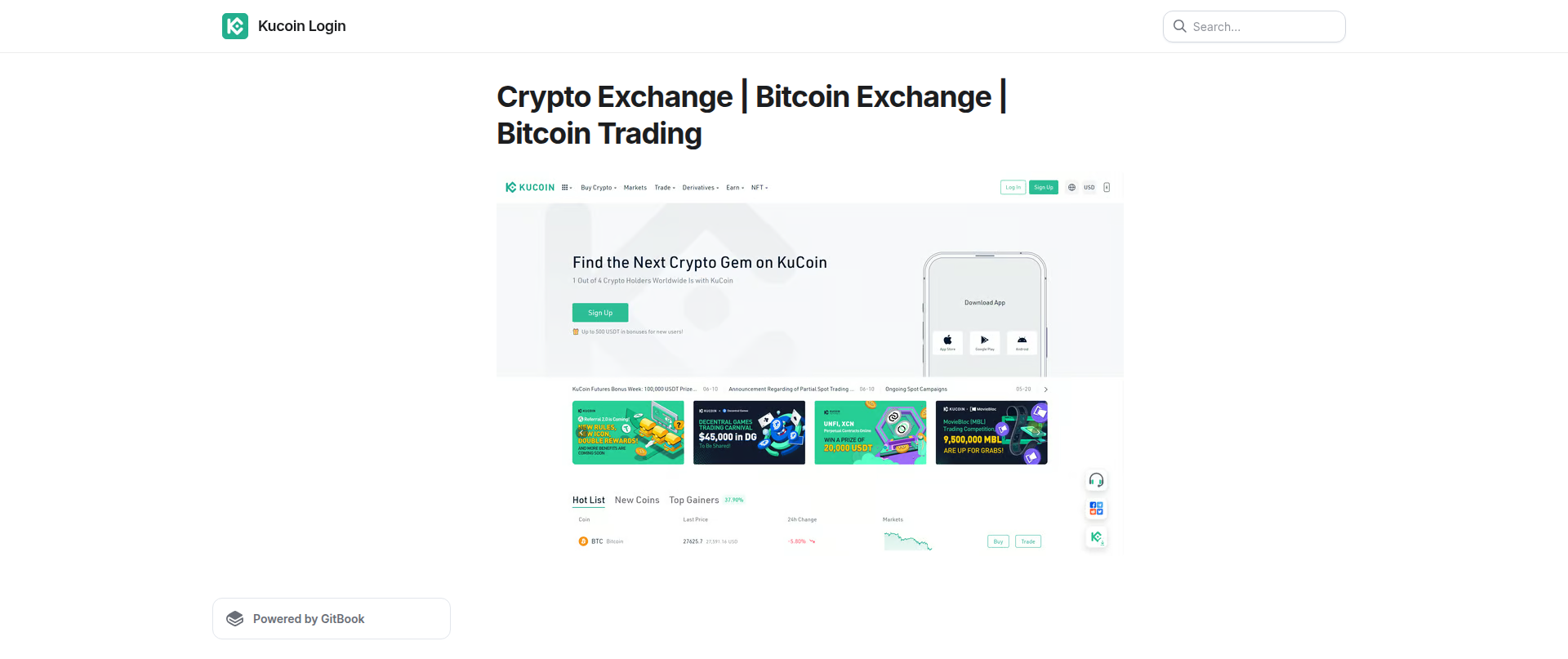 Screenshot of kucoinloginaa.gitbook.io