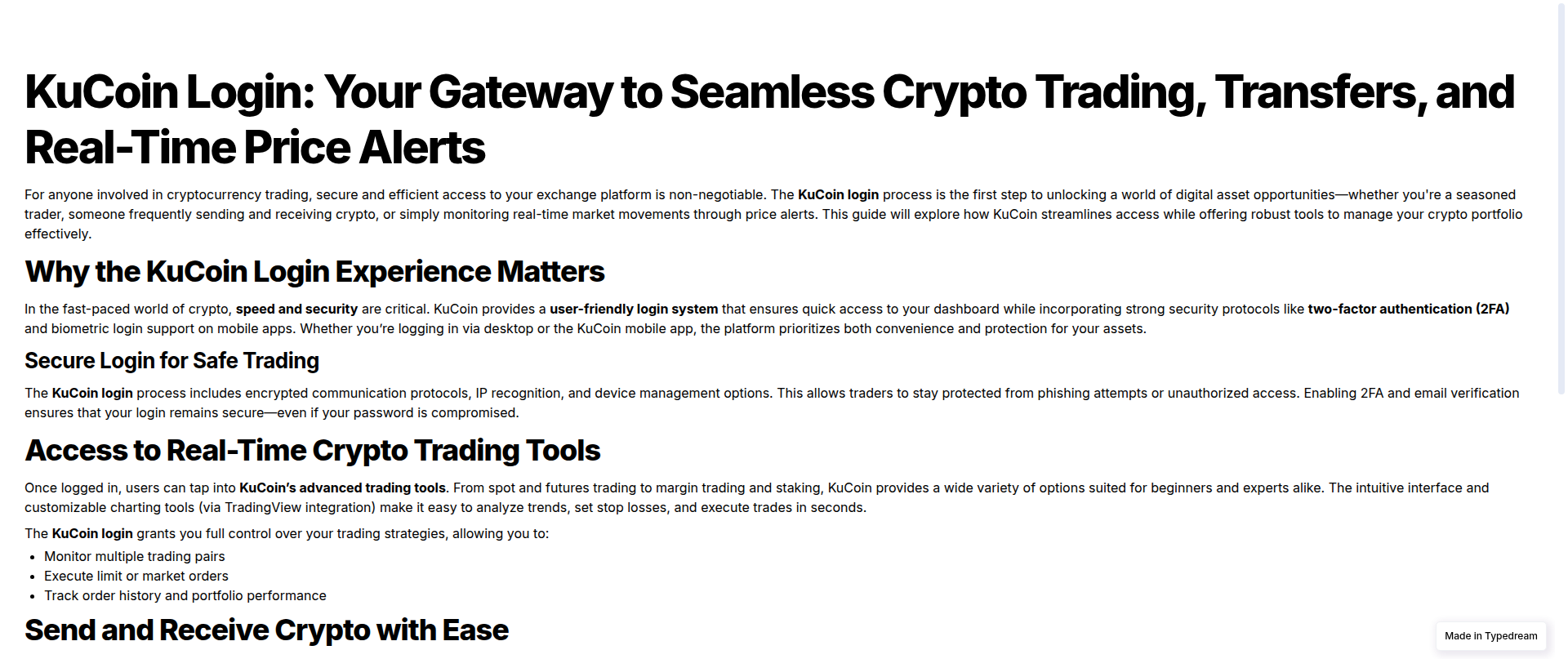 Screenshot of page-kucoin-en-us.typedream.app