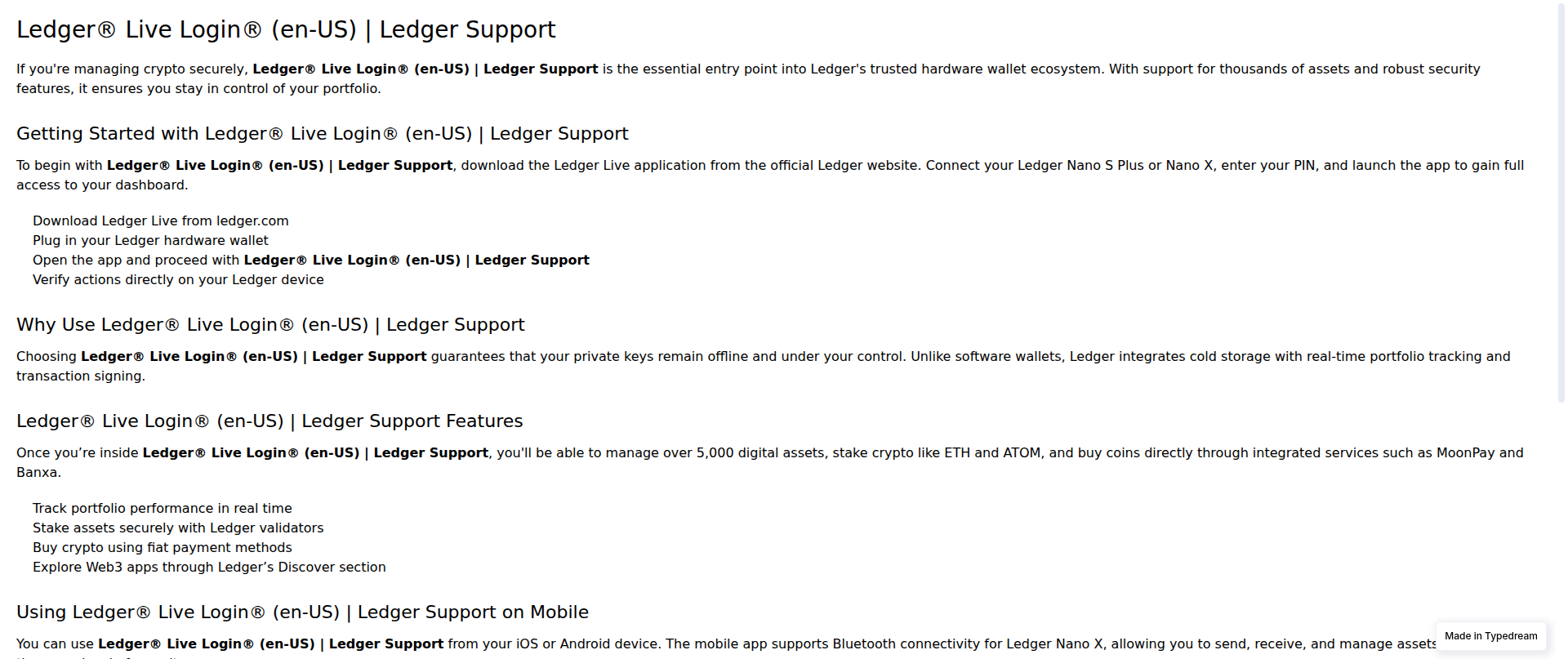 Screenshot of info-eng-ledgerlive-learn.typedream.app