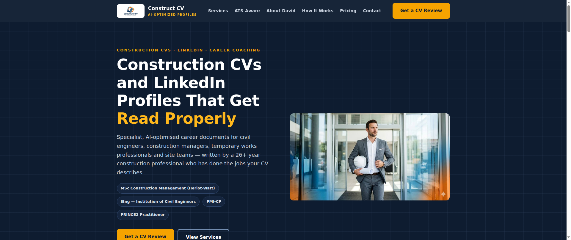 Screenshot of linkedin-constructioncvservices.com
