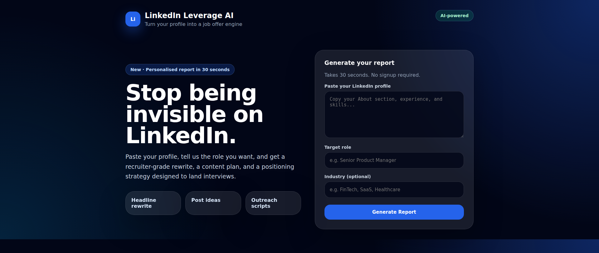 Screenshot of linkedinleverage.net