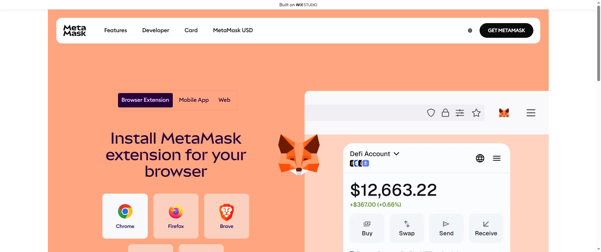 Screenshot of page-metamask.wixstudio.com