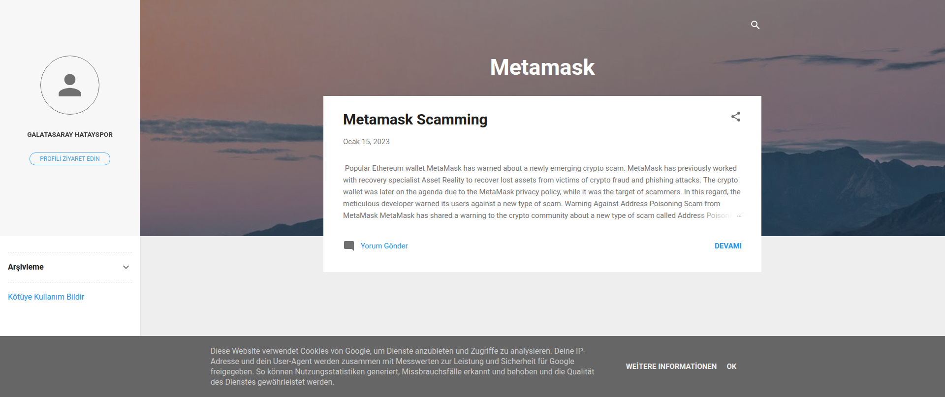 Screenshot of metamask-scam.blogspot.com