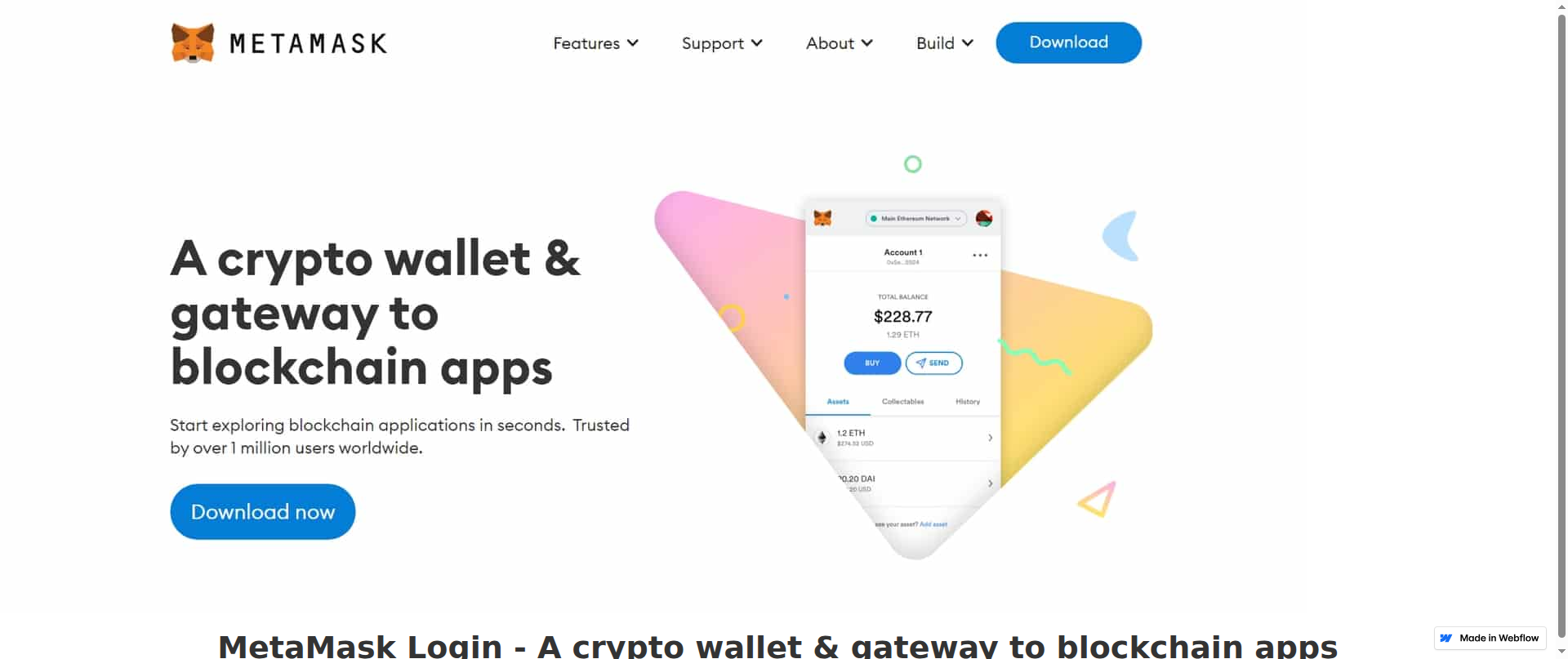 Screenshot of metamaskloginj.webflow.io