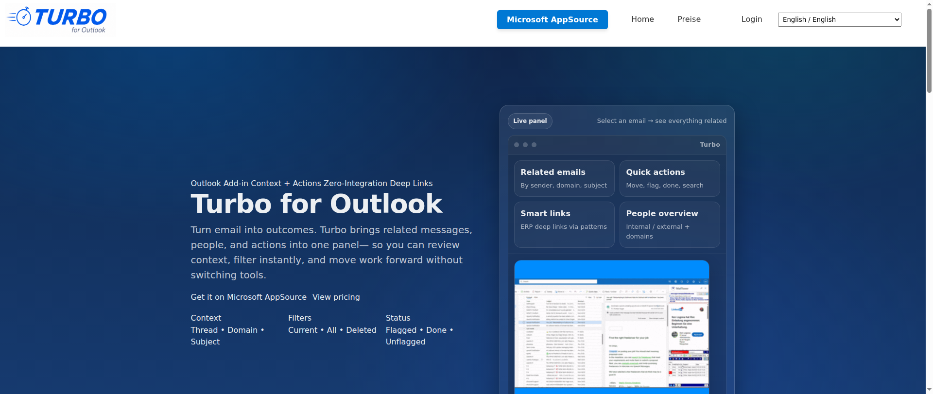 Screenshot of turbo-for-outlook.com