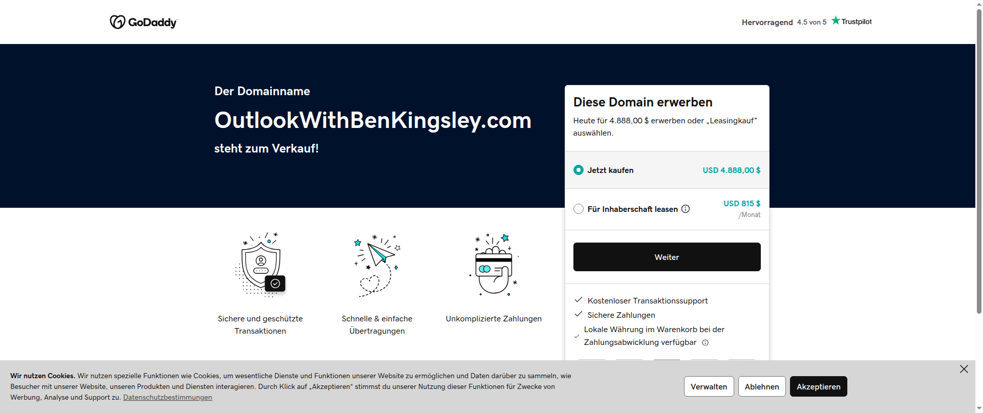 Screenshot of outlookwithbenkingsley.com