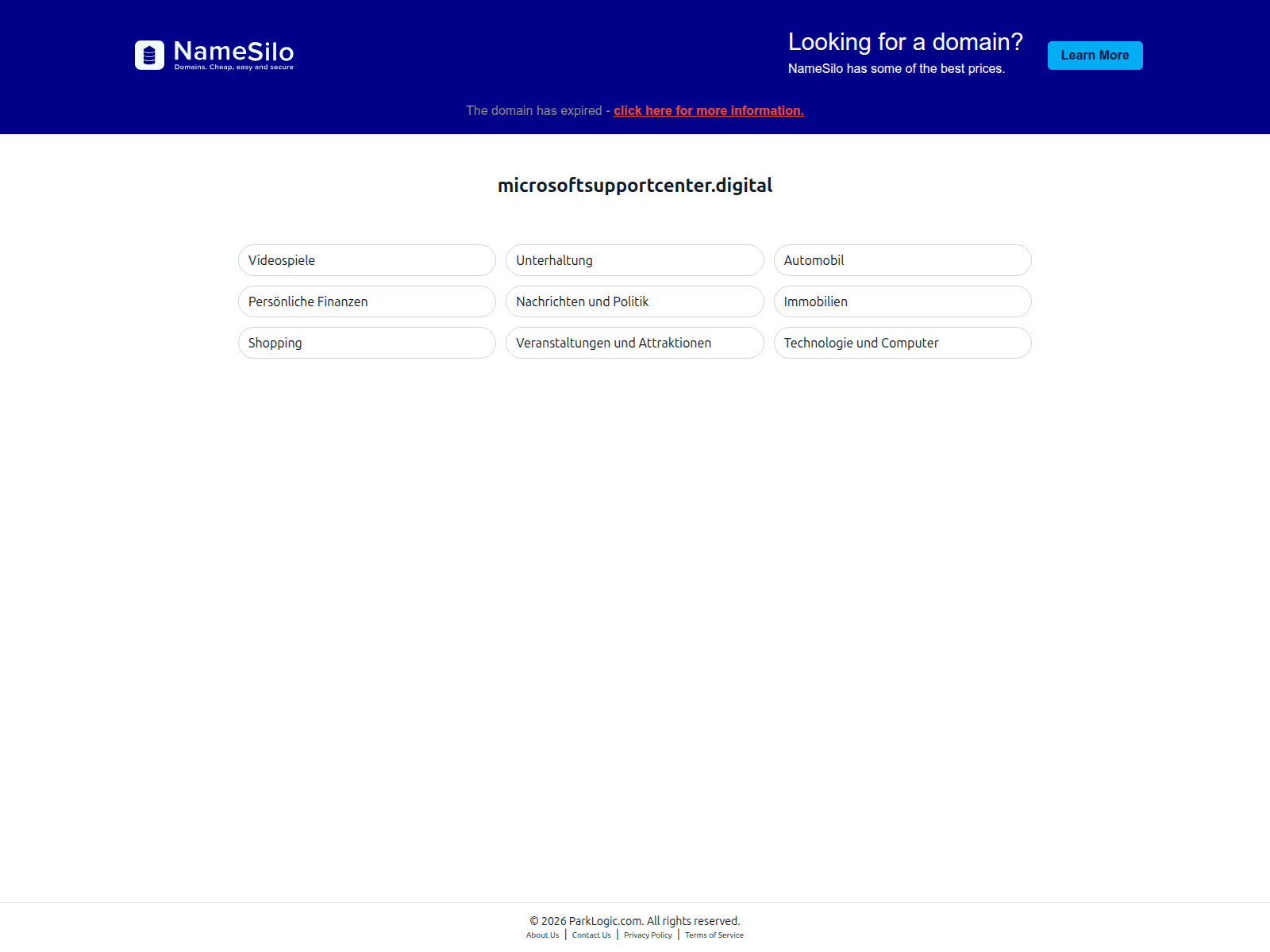 Screenshot of csp.microsoftsupportcenter.digital