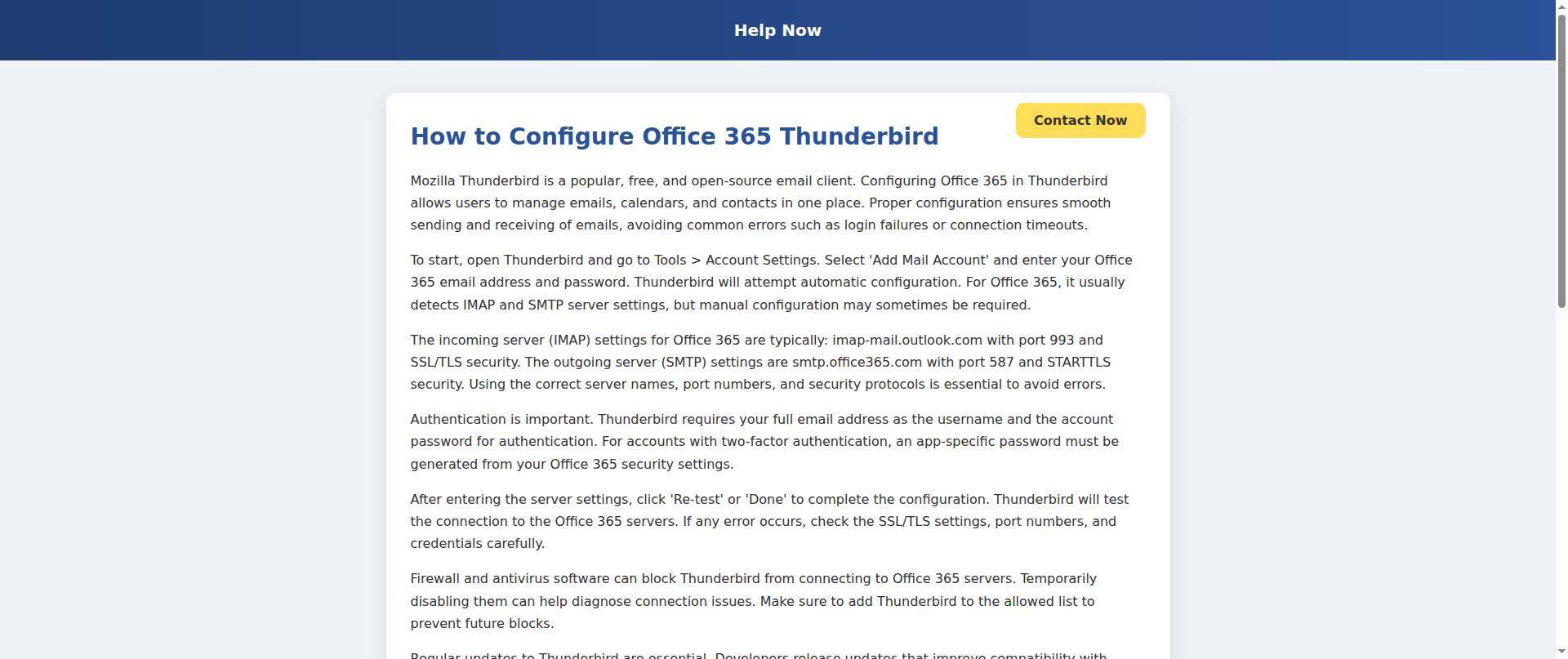 Screenshot of office365thunderbirdconfiguration.pages.dev