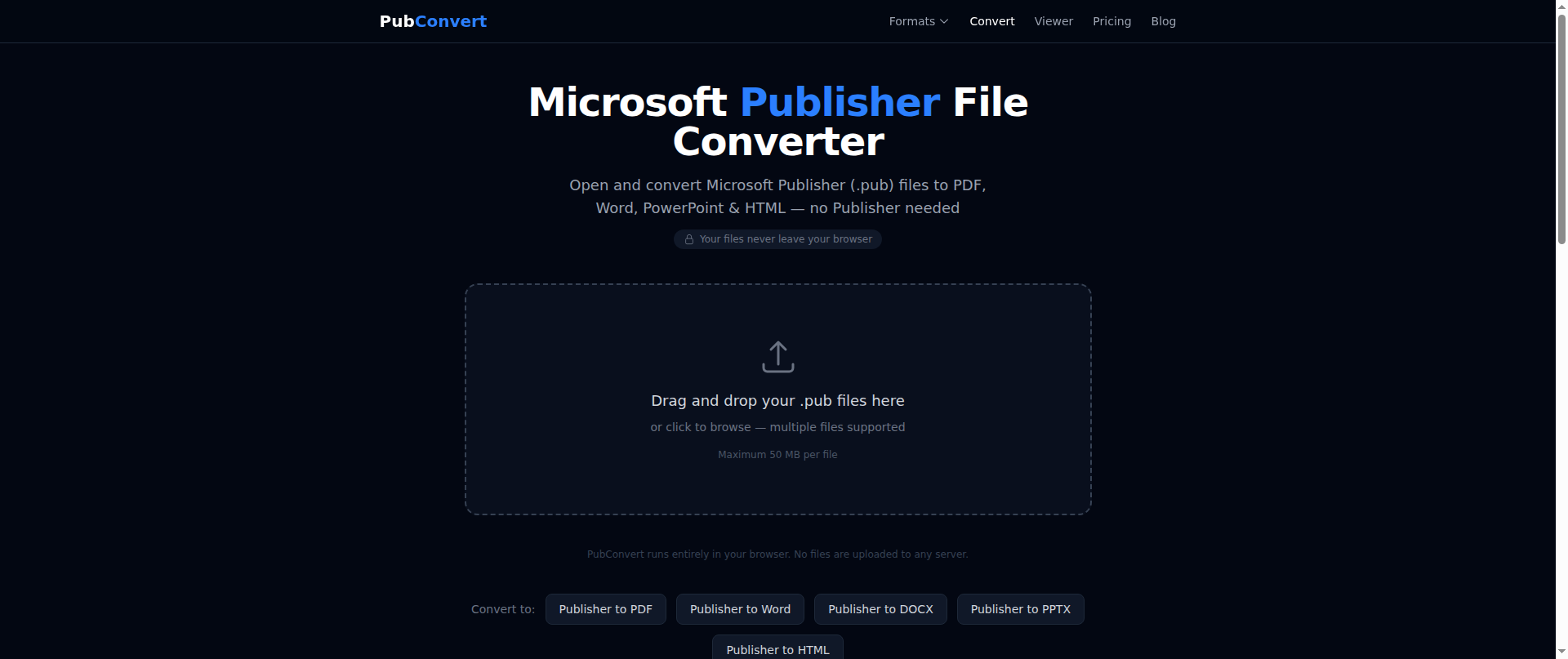 Screenshot of microsoftpublisherfileconverter.com