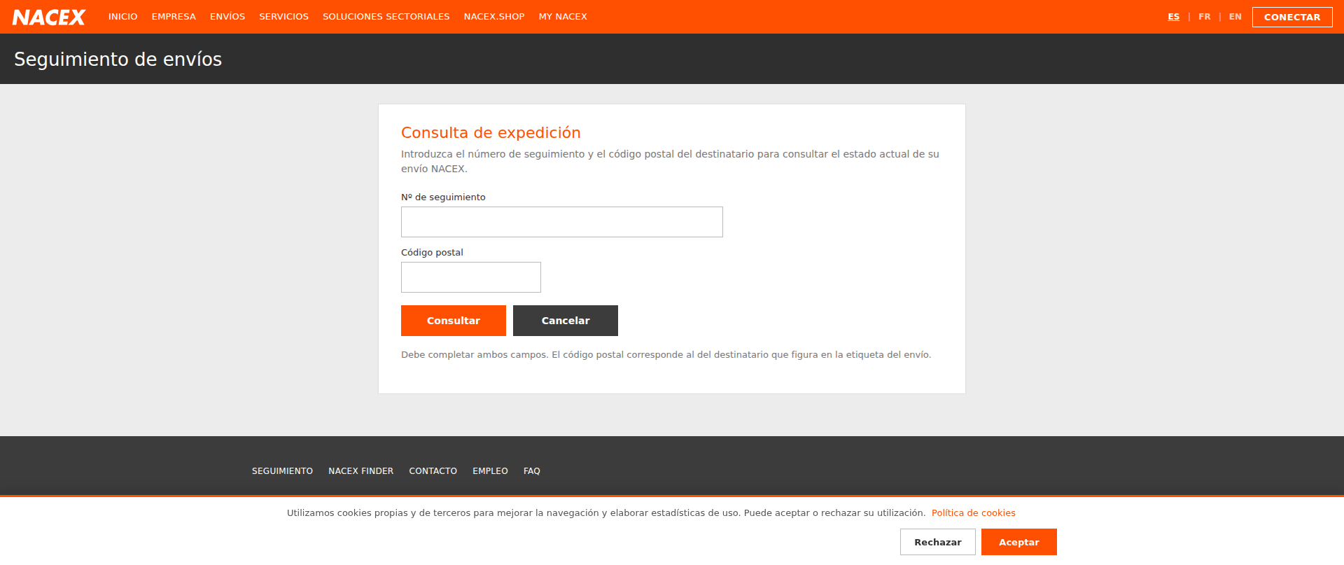 Screenshot of nacex.online