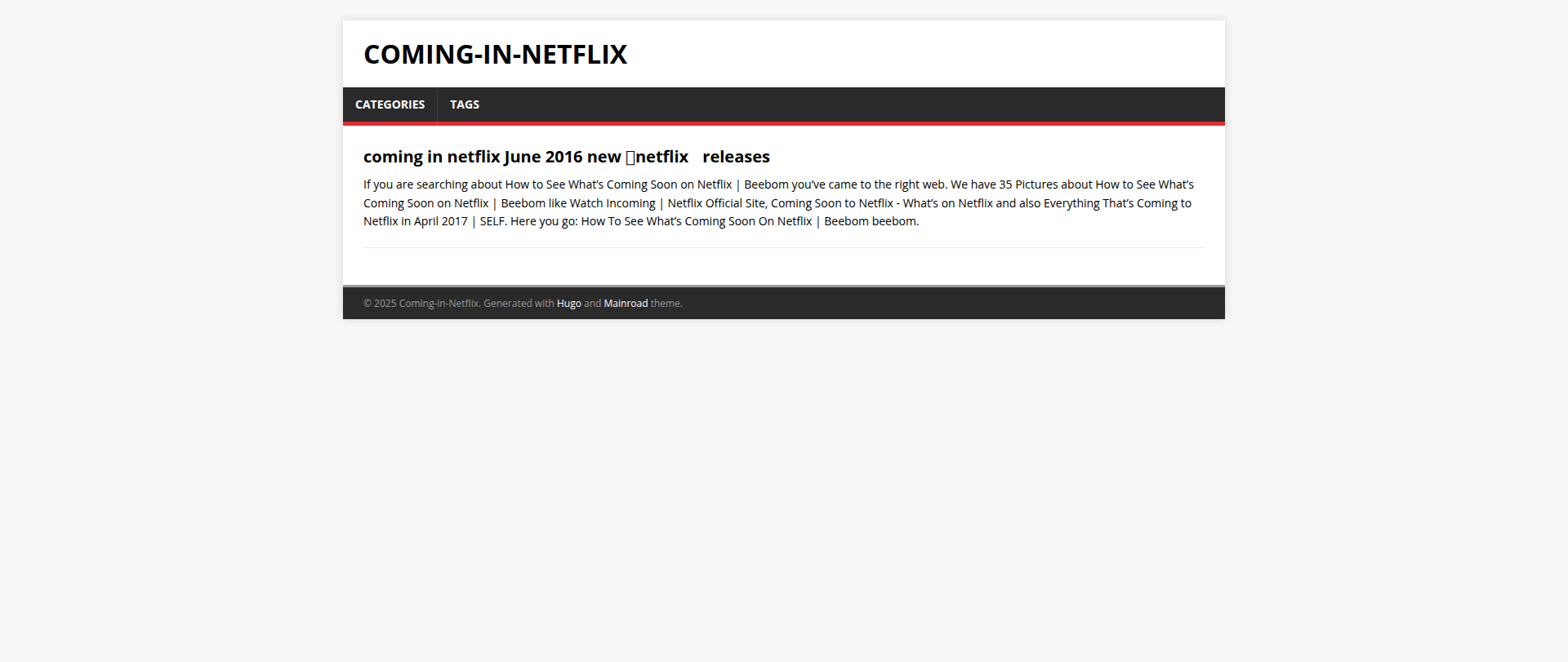 Screenshot of coming-in-netflix.pages.dev