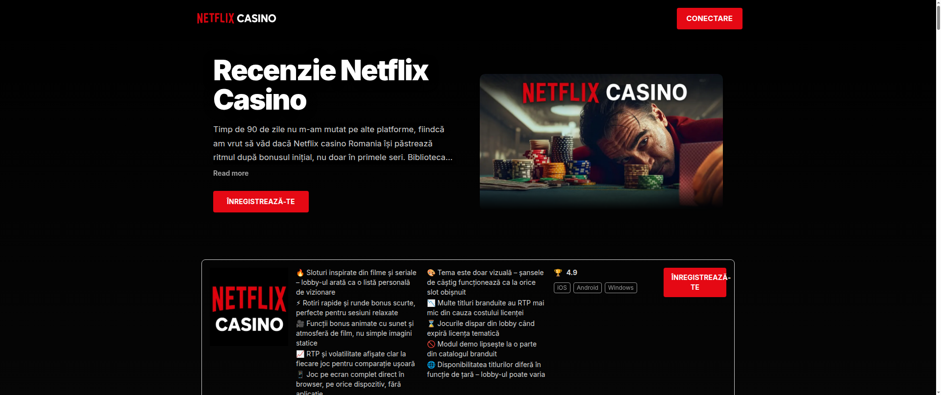 Screenshot of netflixcasinoromania.com