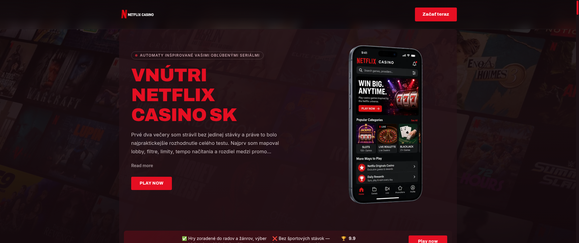Screenshot of netflixcasino.sk