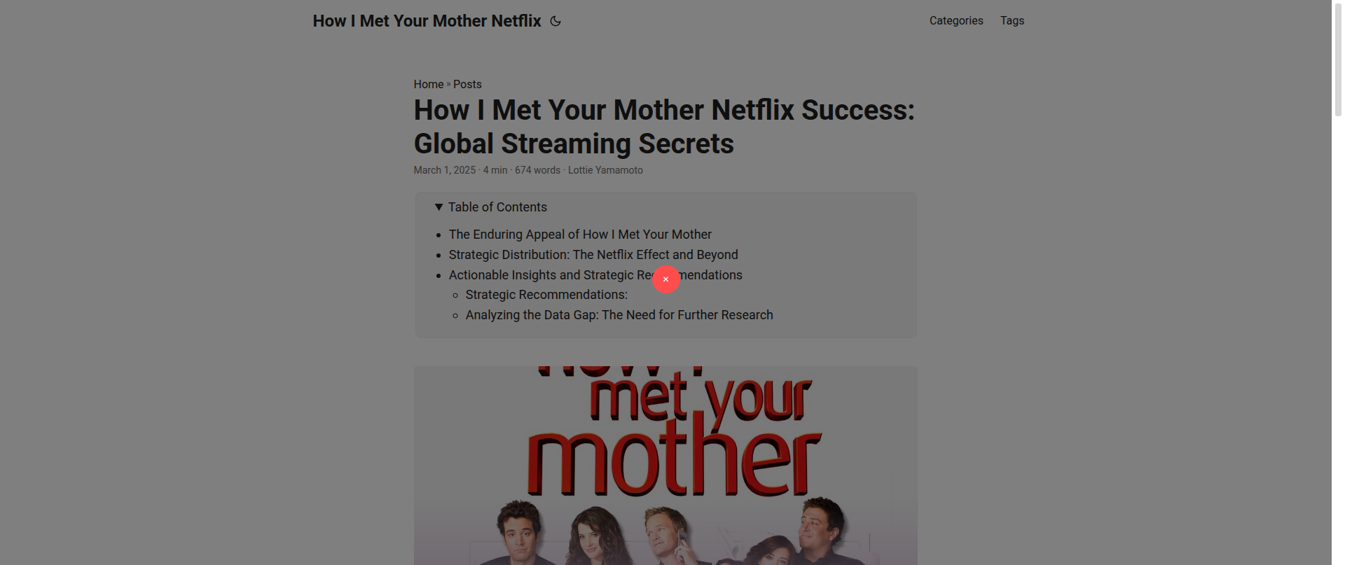 Screenshot of how-i-met-your-mother-netflix.pages.dev