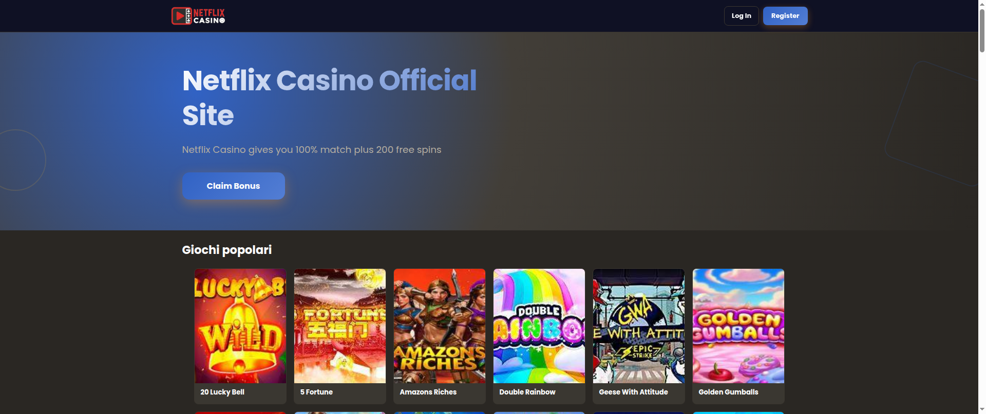 Screenshot of netflixcasino.co.it