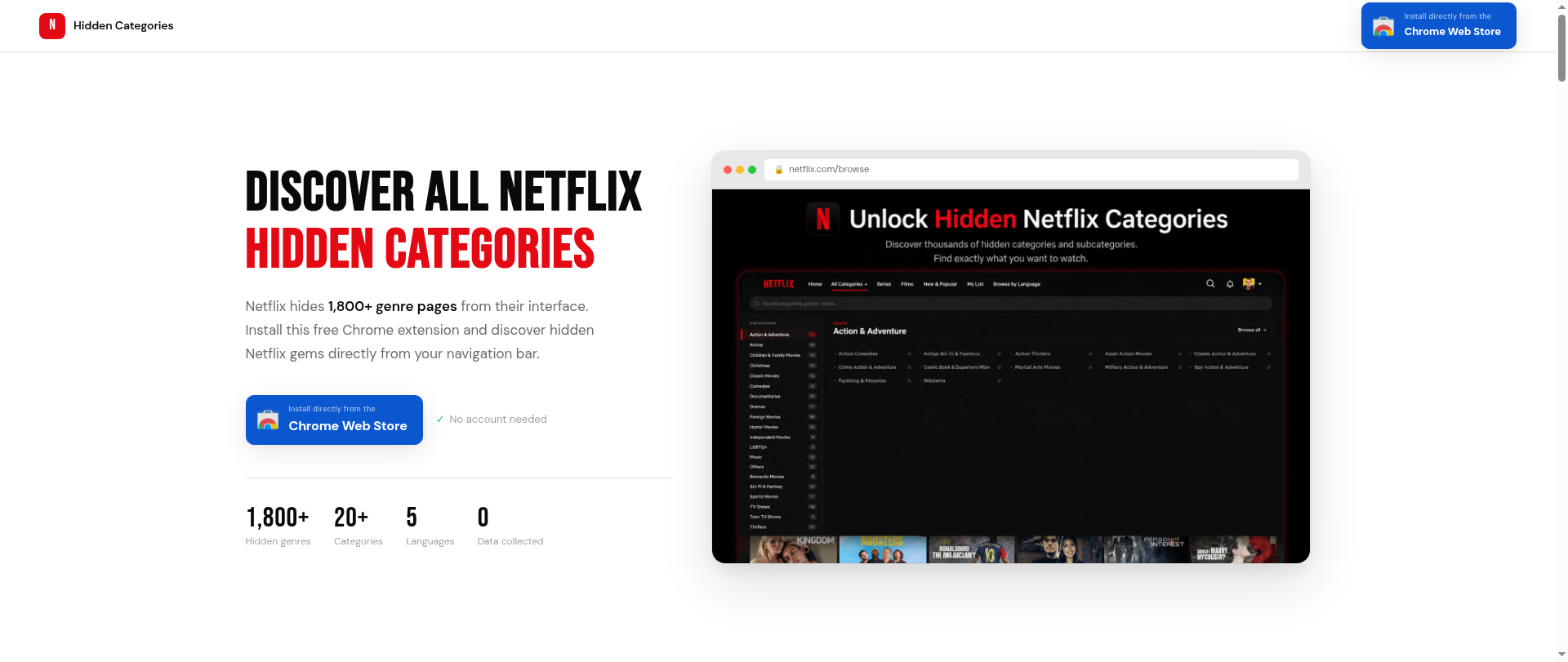 Screenshot of netflixgenrecodes.com