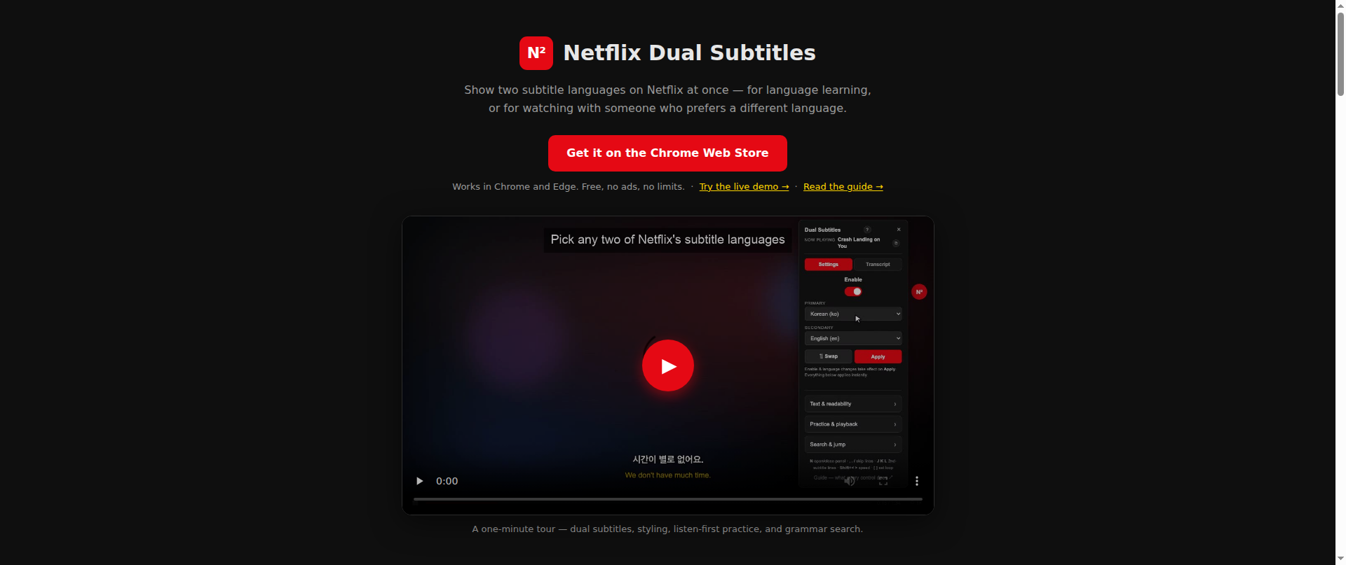 Screenshot of netflix-dual-subs.pages.dev