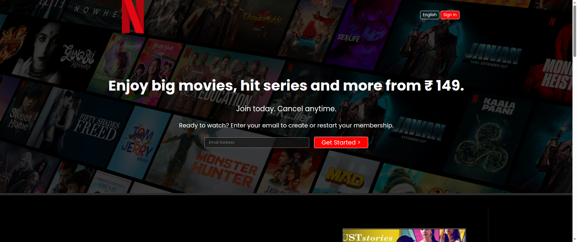 Screenshot of netflix.patelrudra.in