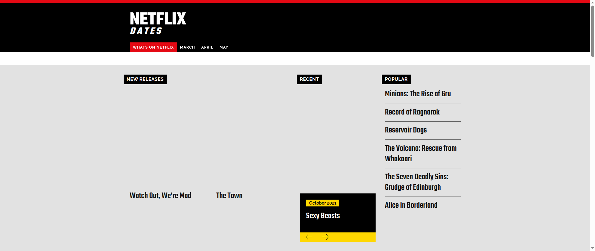 Screenshot of netflixdates.com
