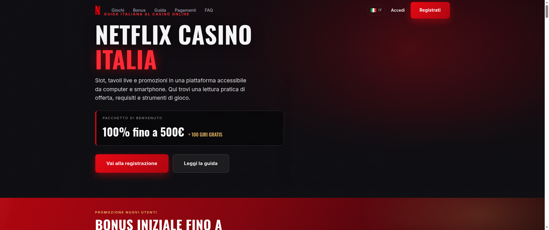Screenshot of netflixcasino-it.com