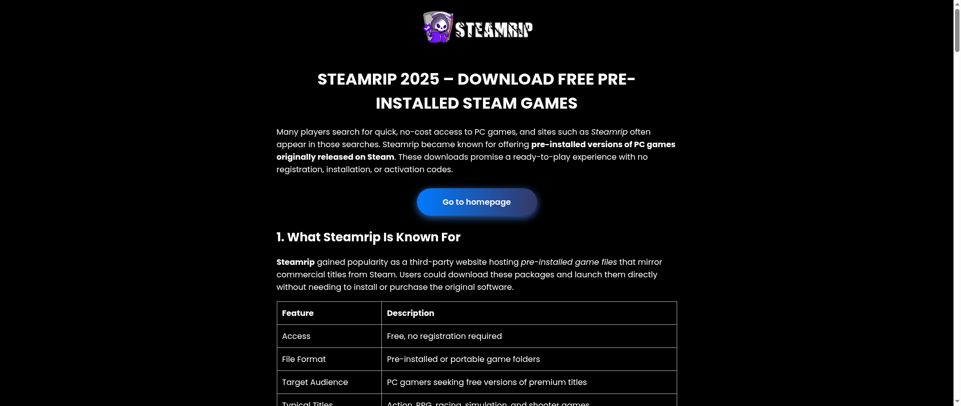 Screenshot of steamrip.services