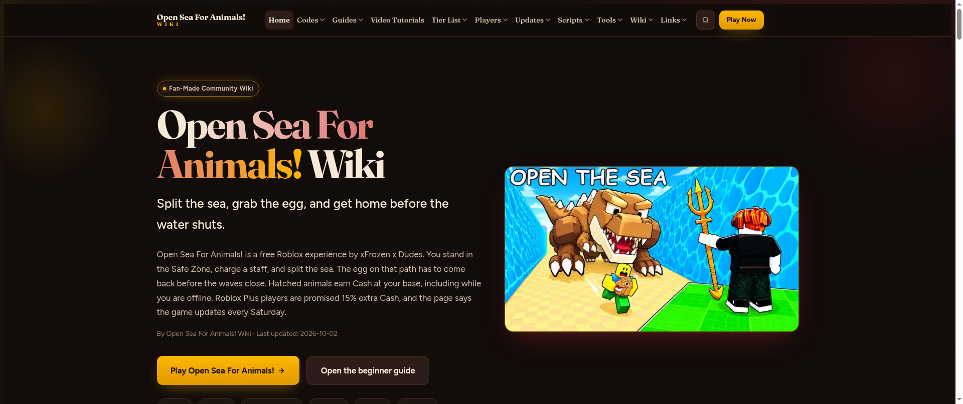 Screenshot of openseaforanimals-roblox.wiki