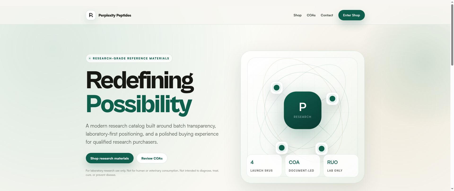 Screenshot of perplexitypeptides.com