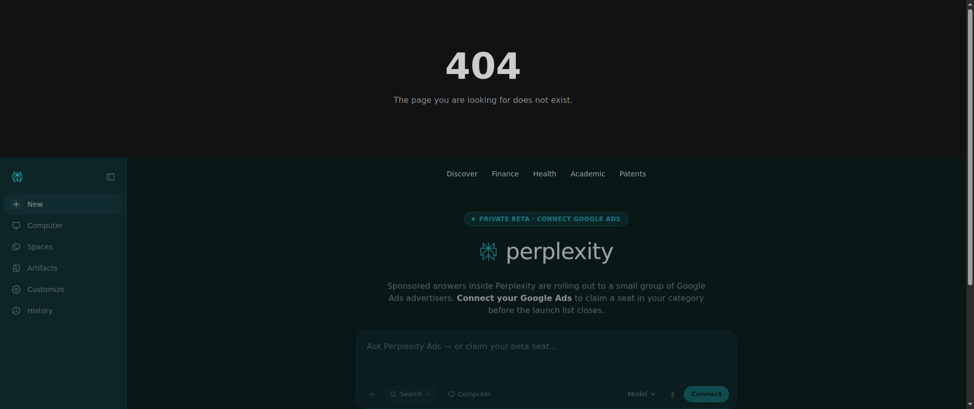 Screenshot of perplexity-ads-invite.com