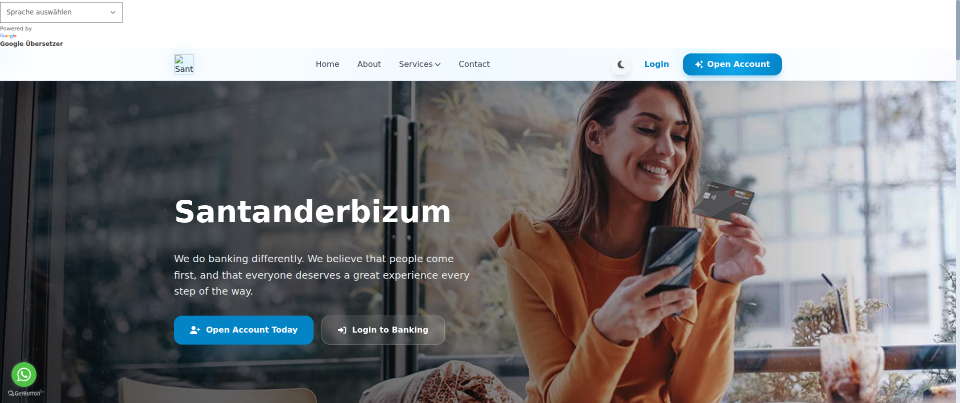 Screenshot of santanderbizum.com