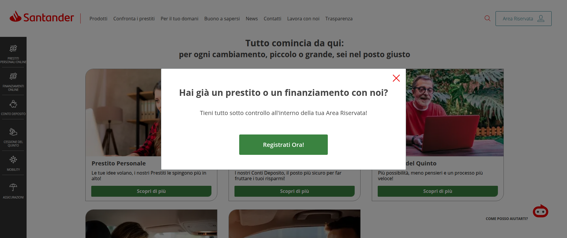 Screenshot of santanderconsumerbank.it