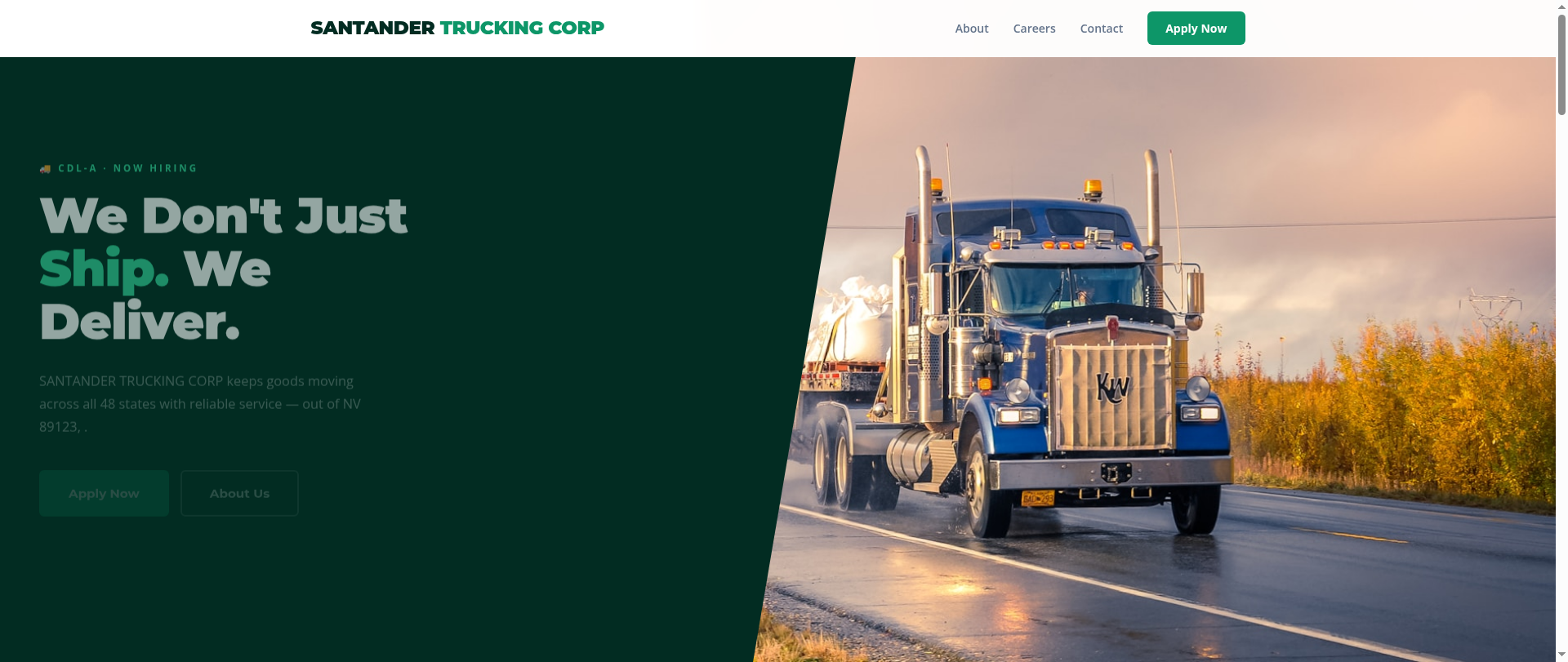 Screenshot of santandertruckingcorp.com