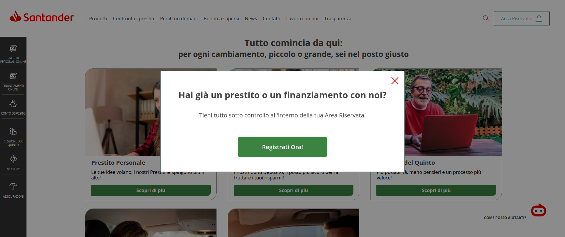Screenshot of santanderconsumer.it