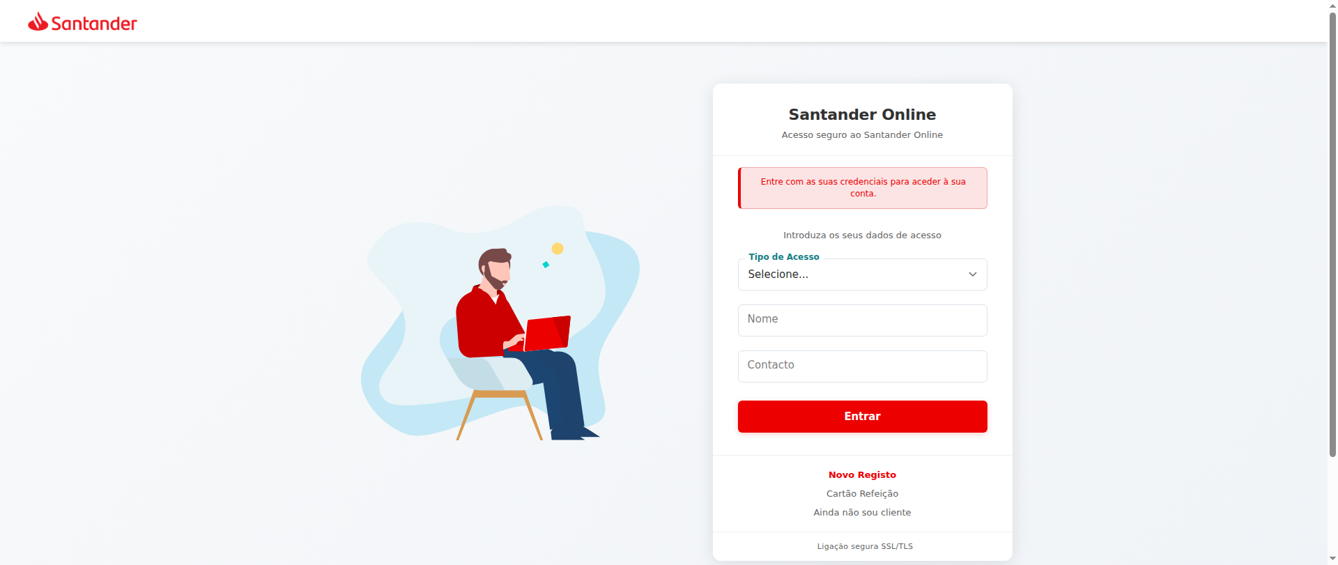 Screenshot of santanderautenticacao.pt