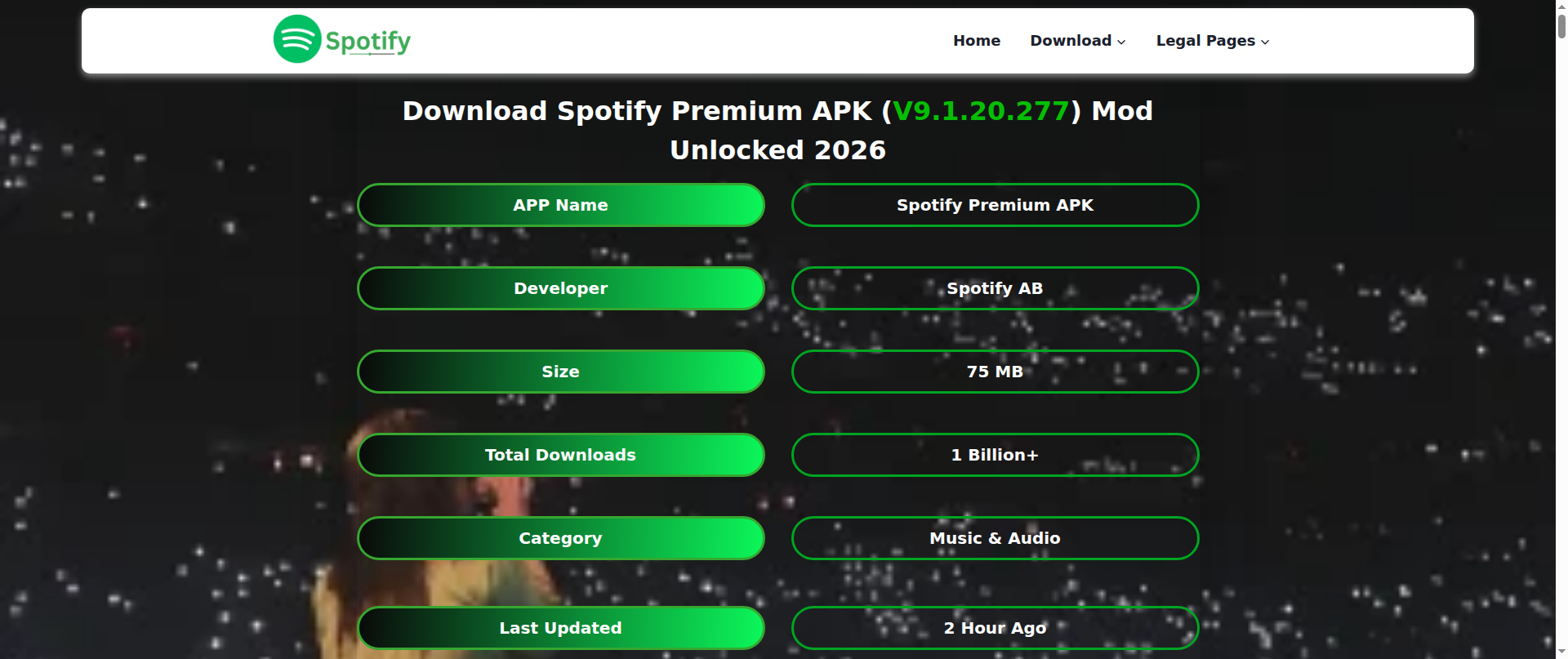 Screenshot of spotifyprimiumapk.com