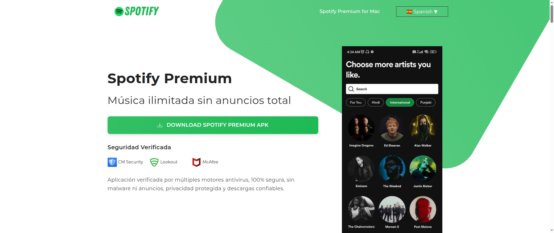 Screenshot of spotifymodapp.com