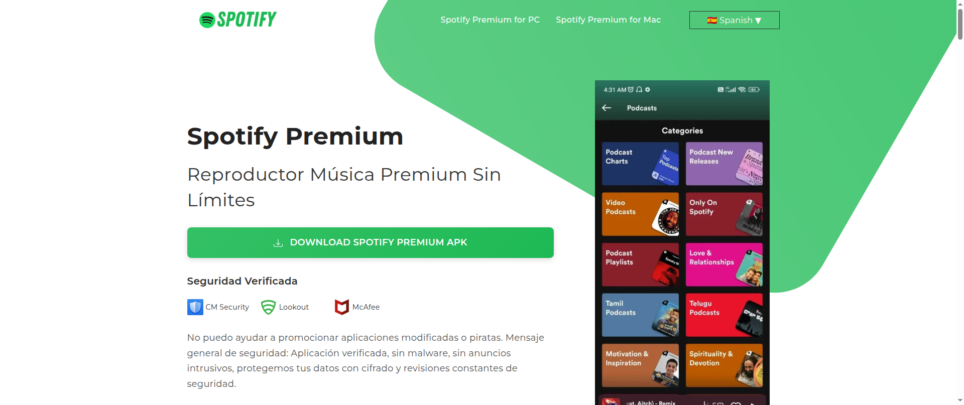 Screenshot of spotifymusicapk.com
