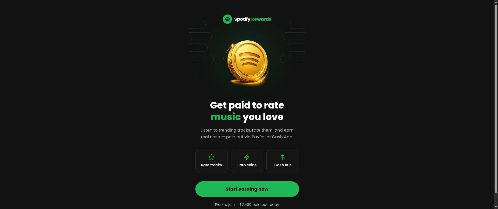 Screenshot of spotifyrewards.app