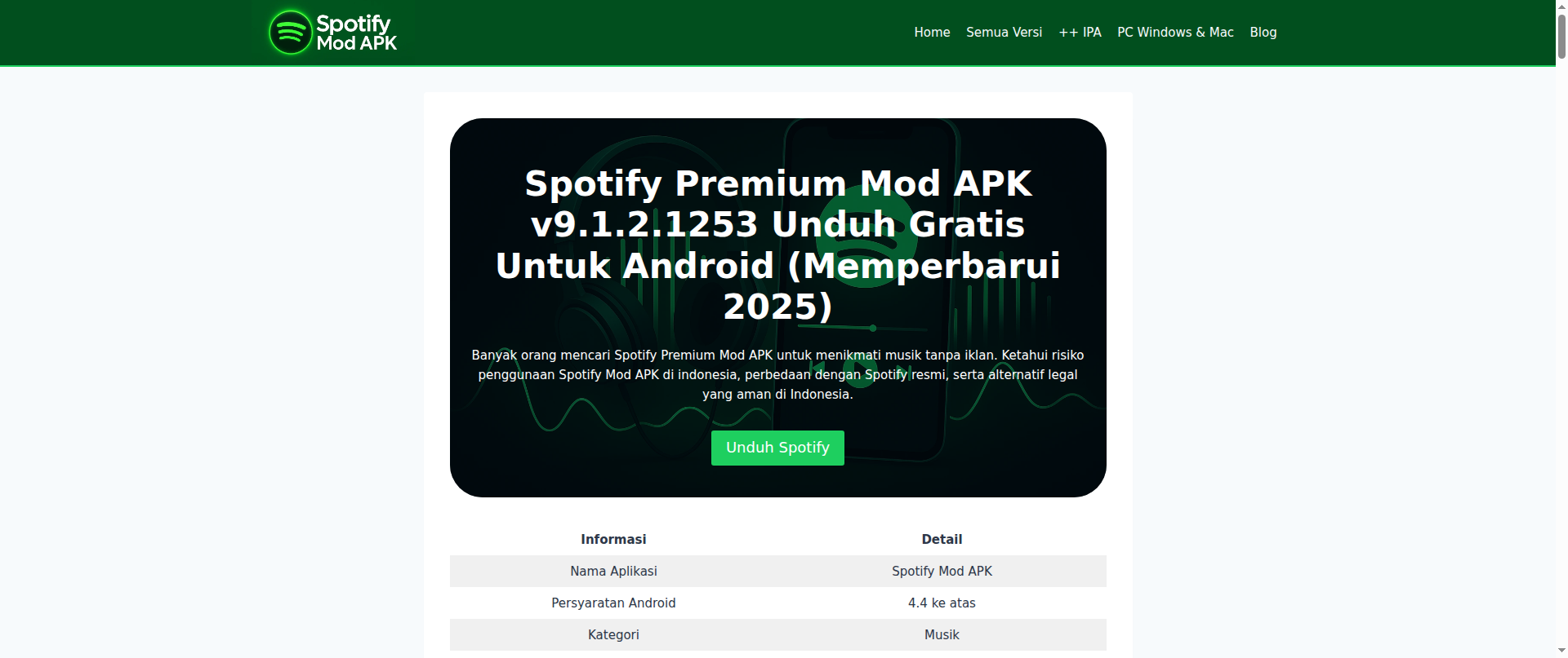 Screenshot of spotify-modapk.com