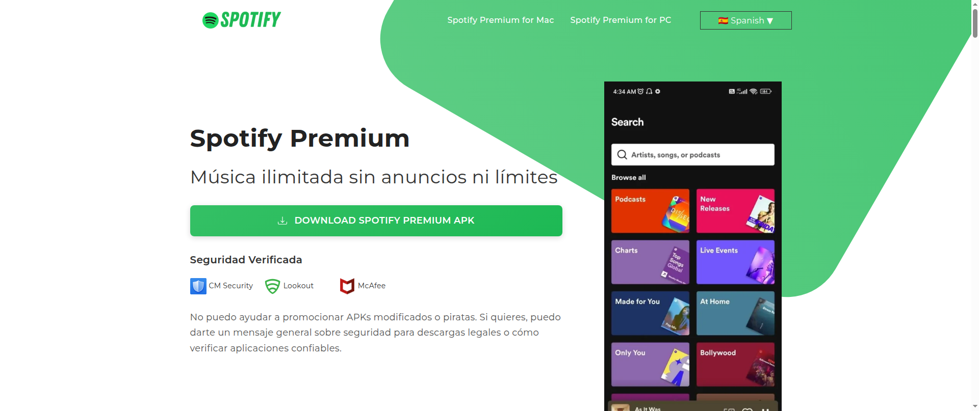 Screenshot of spotifymodapp.net