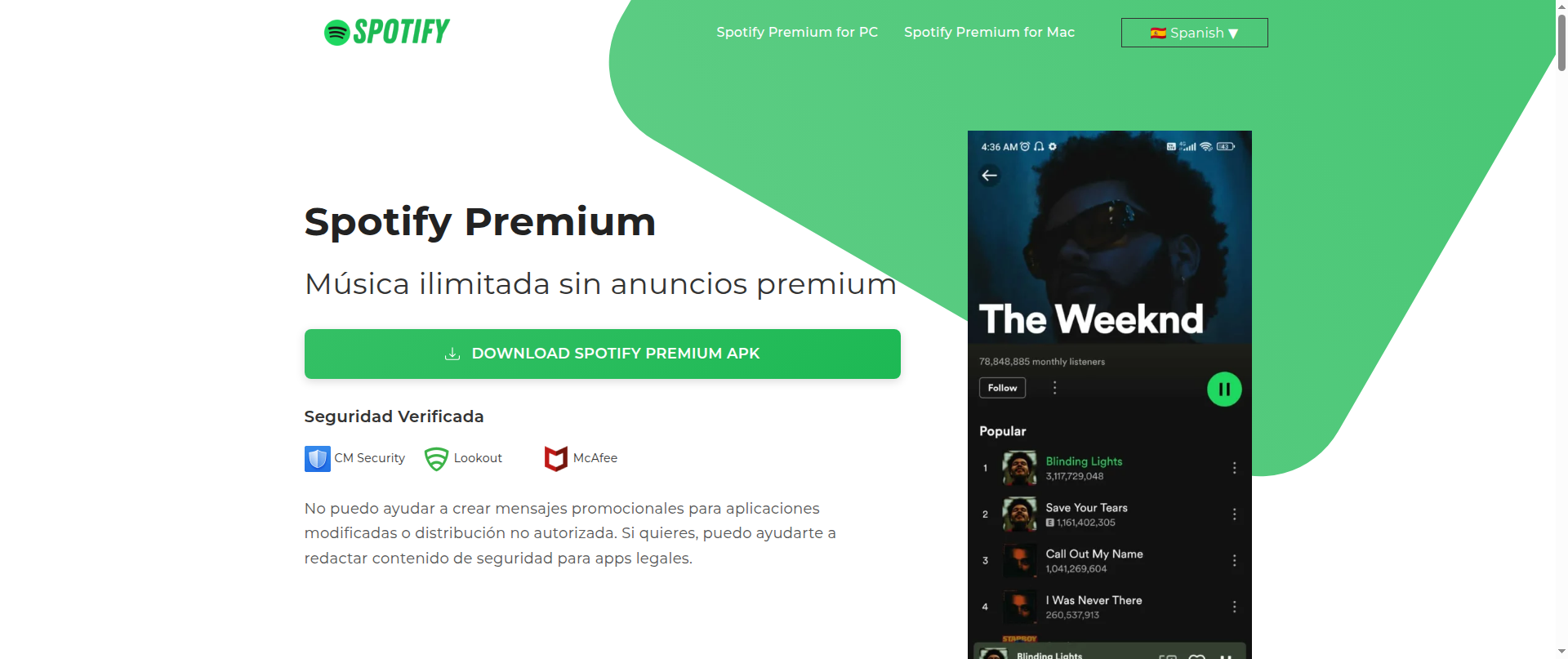 Screenshot of spotifymod.net